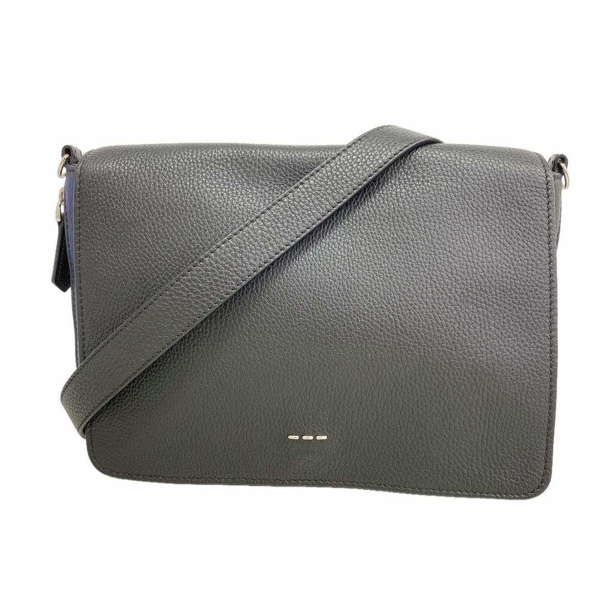 【6kd3710】フェンディ ショルダーバッグ レザー ブラック シルバー金具【中古】メンズ