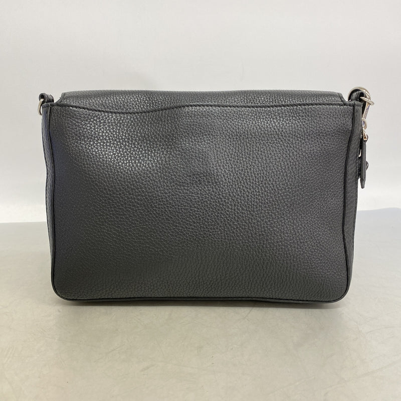 【6kd3710】フェンディ ショルダーバッグ レザー ブラック シルバー金具【中古】メンズ