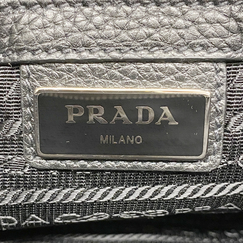 【6kd3738】プラダ ショルダーバッグ ヴィッテロシティ レザー ブラック シルバー金具【中古】メンズ