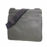 【6kd3738】プラダ ショルダーバッグ ヴィッテロシティ レザー ブラック シルバー金具【中古】メンズ