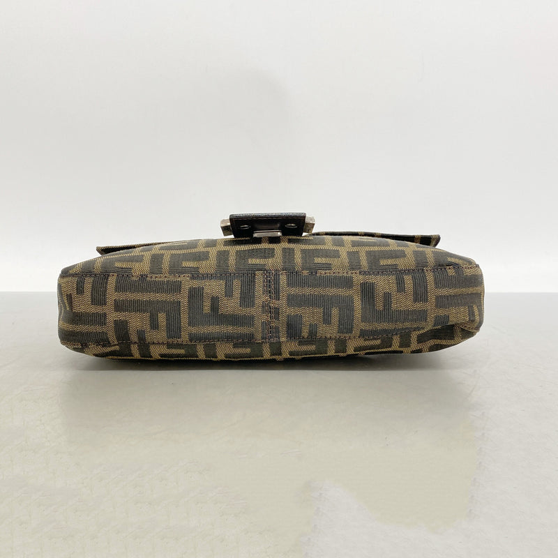 【6kd3768】フェンディ ハンドバッグ ズッカ マンマバケット ナイロンキャンバス ブラウン シルバー金具【中古】レディース