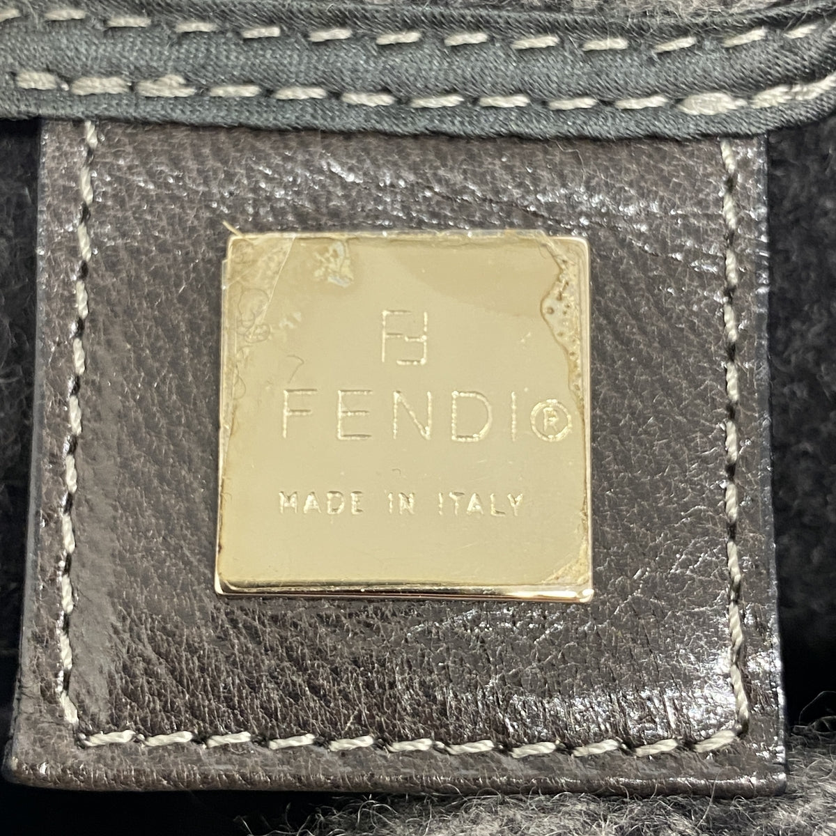 【6kd3788】フェンディ ハンドバッグ ズッカ マンマバケット ウール グレー シルバー金具【中古】レディース