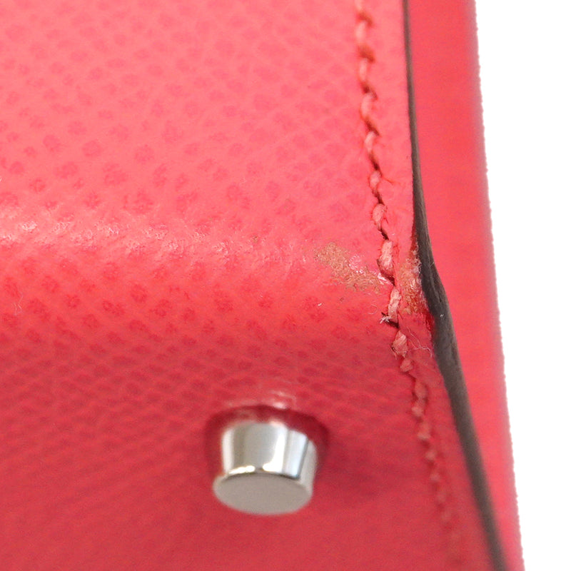 【6kd3859-g】エルメス ハンドバッグ ミニケリー2 ヴォーエプソン ローズアザレ シルバー金具 W刻印 2wayバッグ【中古】レディース
