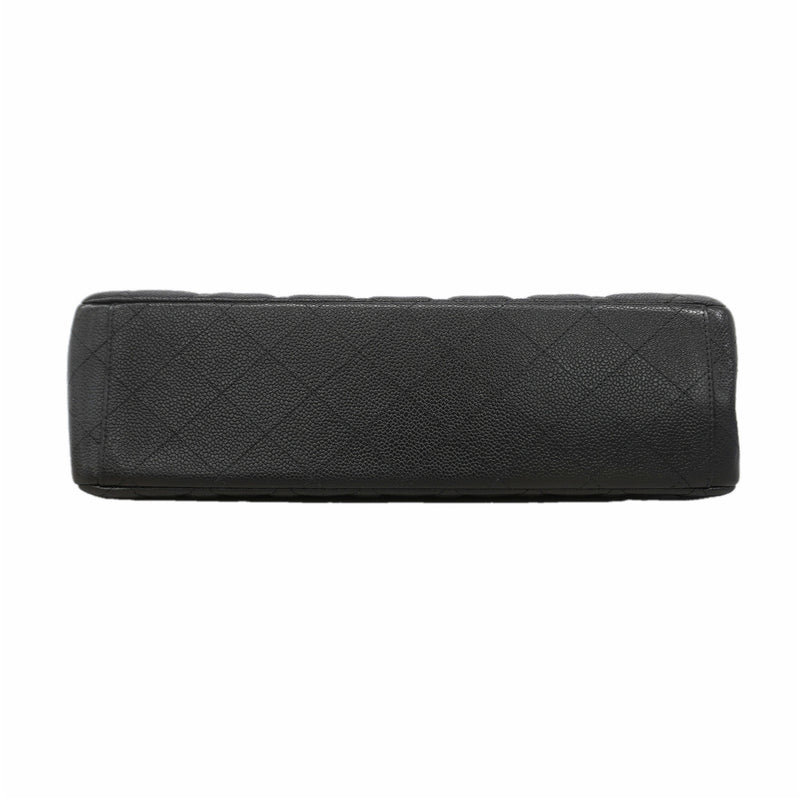 【6kd3864】シャネル ショルダーバッグ デカマトラッセ Wフラップ Wチェーン キャビアスキン ブラック ゴールド金具【中古】レディース