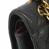 【6kd3864】シャネル ショルダーバッグ デカマトラッセ Wフラップ Wチェーン キャビアスキン ブラック ゴールド金具【中古】レディース