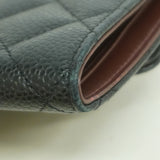 【6kd3871】シャネル 三つ折り財布 マトラッセ キャビアスキン ブラック シルバー金具【中古】レディース