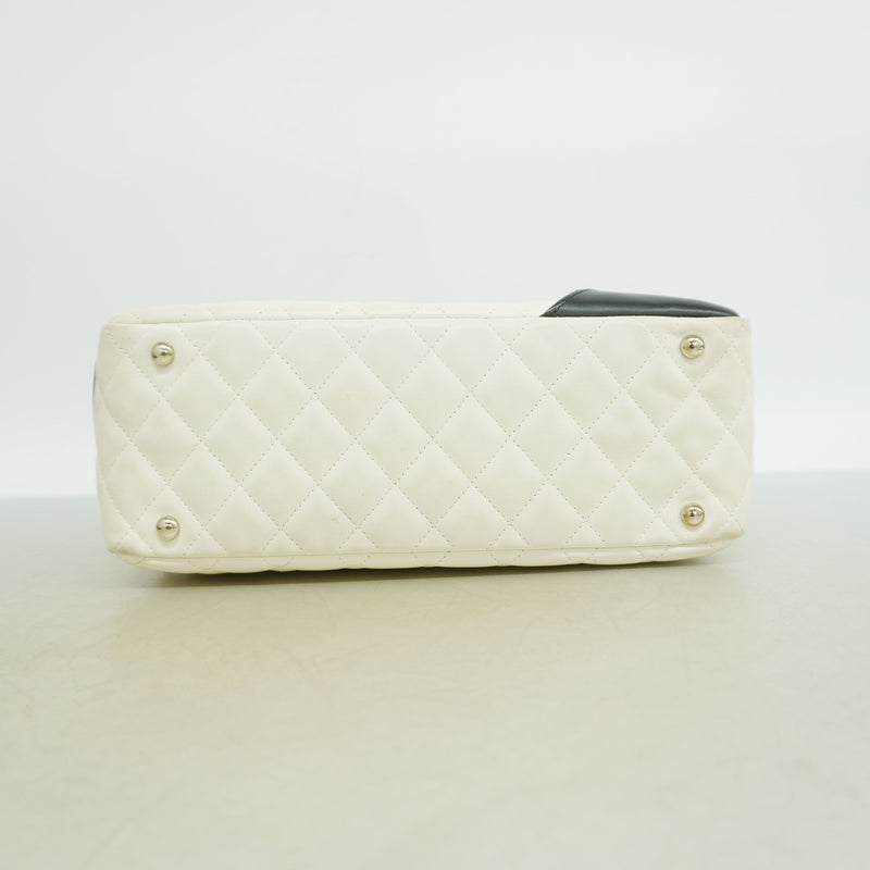 【6kd3873】シャネル ショルダーバッグ カンボン ラムスキン ホワイト シルバー金具【中古】レディース