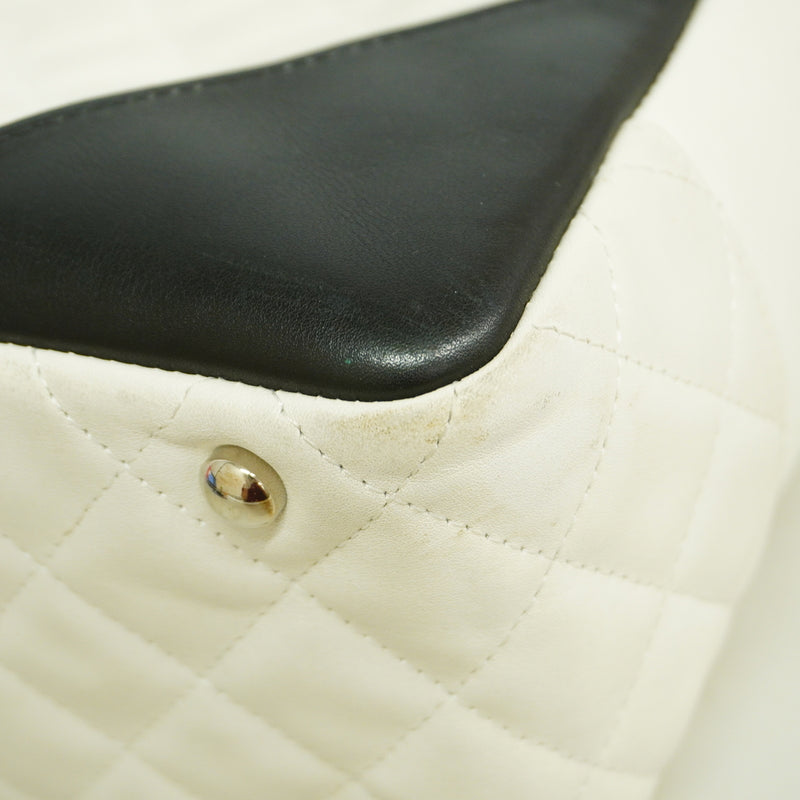 【6kd3873】シャネル ショルダーバッグ カンボン ラムスキン ホワイト シルバー金具【中古】レディース