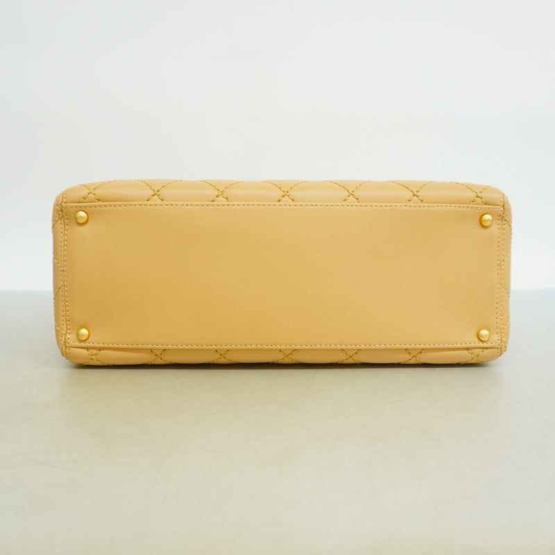 【6kd3874】シャネル トートバッグ ワイルドステッチ ラムスキン ベージュ ゴールド金具【中古】レディース