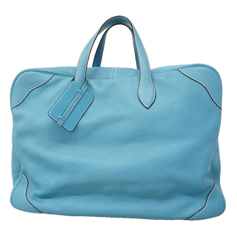 【6kd3877】エルメス ボストンバッグ ヴィクトリア50 トリヨンクレマンス ブルージーン シルバー金具 □C刻印【中古】メンズ レディース ユニセックス