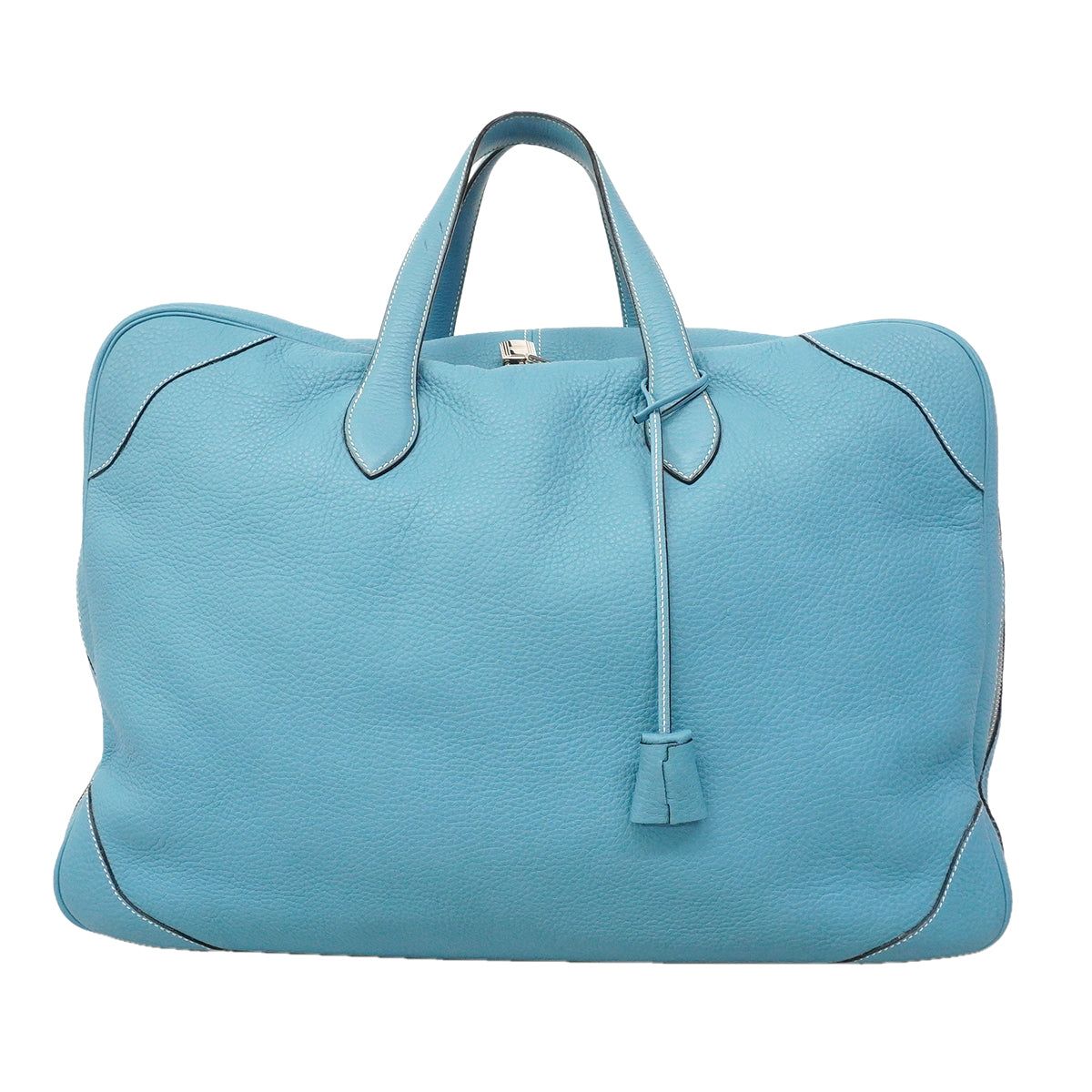 【6kd3877】エルメス ボストンバッグ ヴィクトリア50 トリヨンクレマンス ブルージーン シルバー金具 □C刻印【中古】メンズ レディース ユニセックス