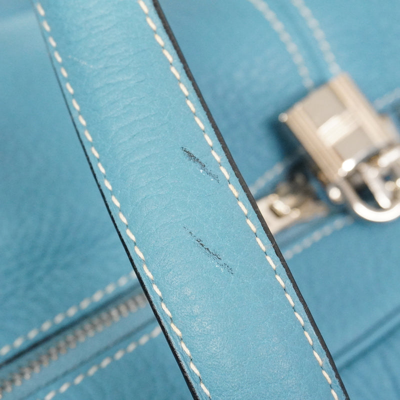 【6kd3877】エルメス ボストンバッグ ヴィクトリア50 トリヨンクレマンス ブルージーン シルバー金具 □C刻印【中古】メンズ レディース ユニセックス