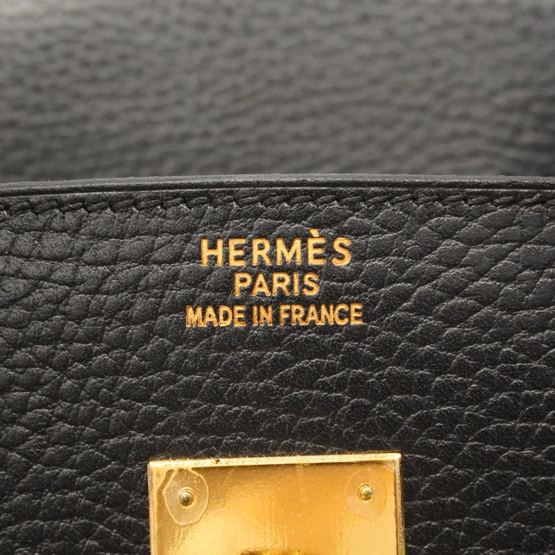 【6kd3878】エルメス ハンドバッグ バーキン35 アルデンヌ ブラック ゴールド金具 □G刻印【中古】レディース