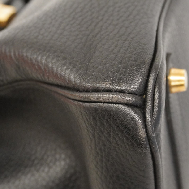 【6kd3878】エルメス ハンドバッグ バーキン35 アルデンヌ ブラック ゴールド金具 □G刻印【中古】レディース
