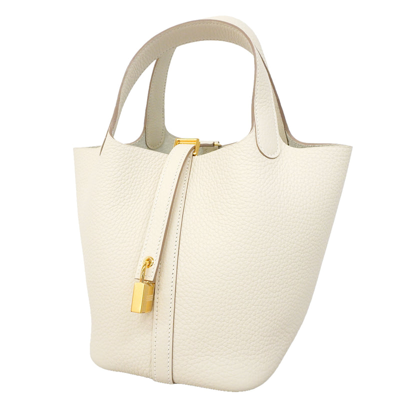 【6kd3879】エルメス ハンドバッグ ピコタンロックPM トリヨンクレマンス クレ ゴールド金具 G刻印【中古】レディース