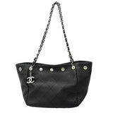 【6kd3886】シャネル ショルダーバッグ マトラッセ チェーンショルダー ラムスキン ブラック シルバー金具【中古】レディース