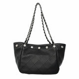 【6kd3886】シャネル ショルダーバッグ マトラッセ チェーンショルダー ラムスキン ブラック シルバー金具【中古】レディース