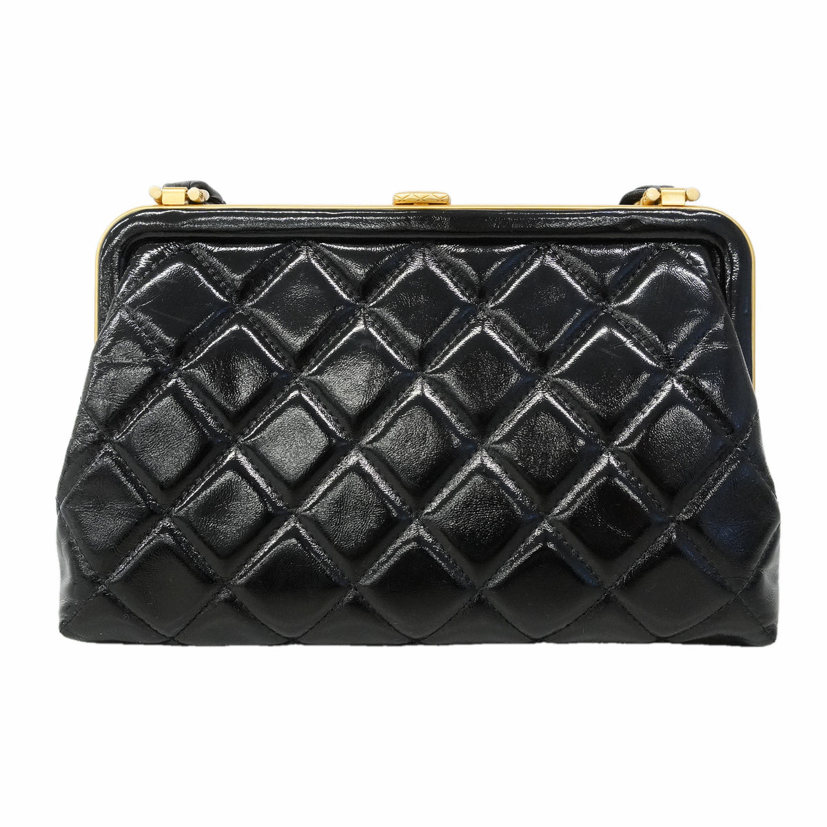 【6kd3887】シャネル ショルダーバッグ マトラッセ チェーンショルダー パテントレザー ブラック ゴールド金具【中古】レディース