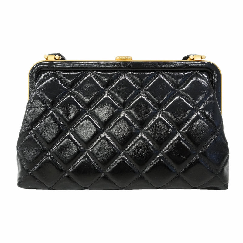 【6kd3887】シャネル ショルダーバッグ マトラッセ チェーンショルダー パテントレザー ブラック ゴールド金具【中古】レディース