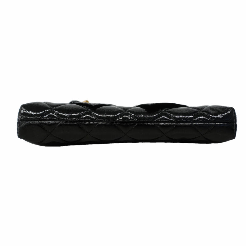 【6kd3887】シャネル ショルダーバッグ マトラッセ チェーンショルダー パテントレザー ブラック ゴールド金具【中古】レディース