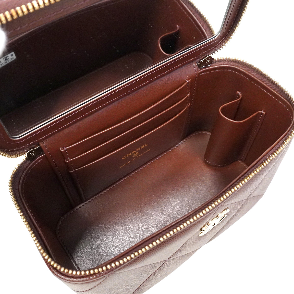 【6kd3888】シャネル バニティバッグ マトラッセ チェーンショルダー キャビアスキン ブラウン シャンパンゴールド金具 2wayバッグ【中古】レディース