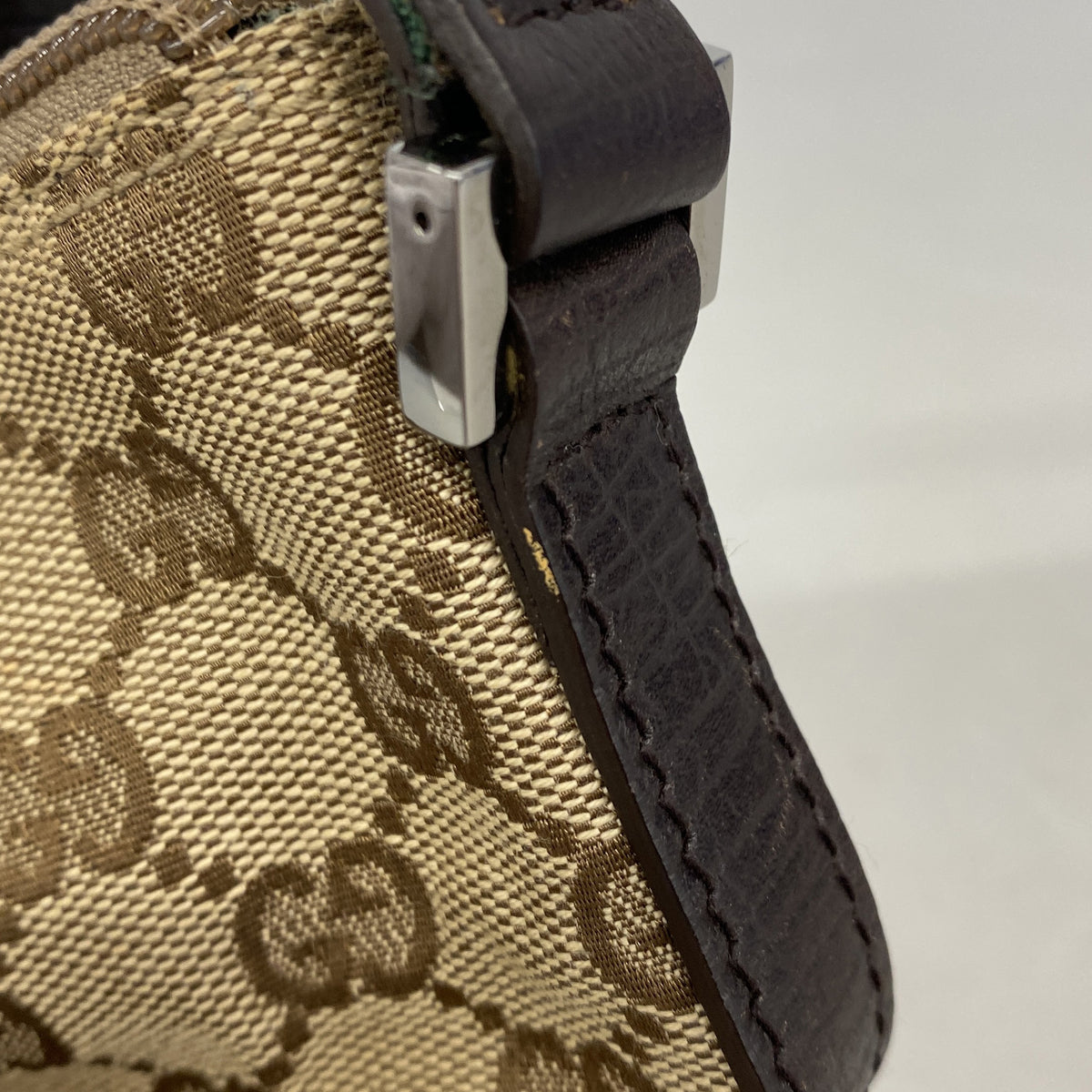 【6kd3892】グッチ ハンドバッグ GGキャンバス/シェリーライン 141809 キャンバス ベージュ シルバー金具【中古】レディース