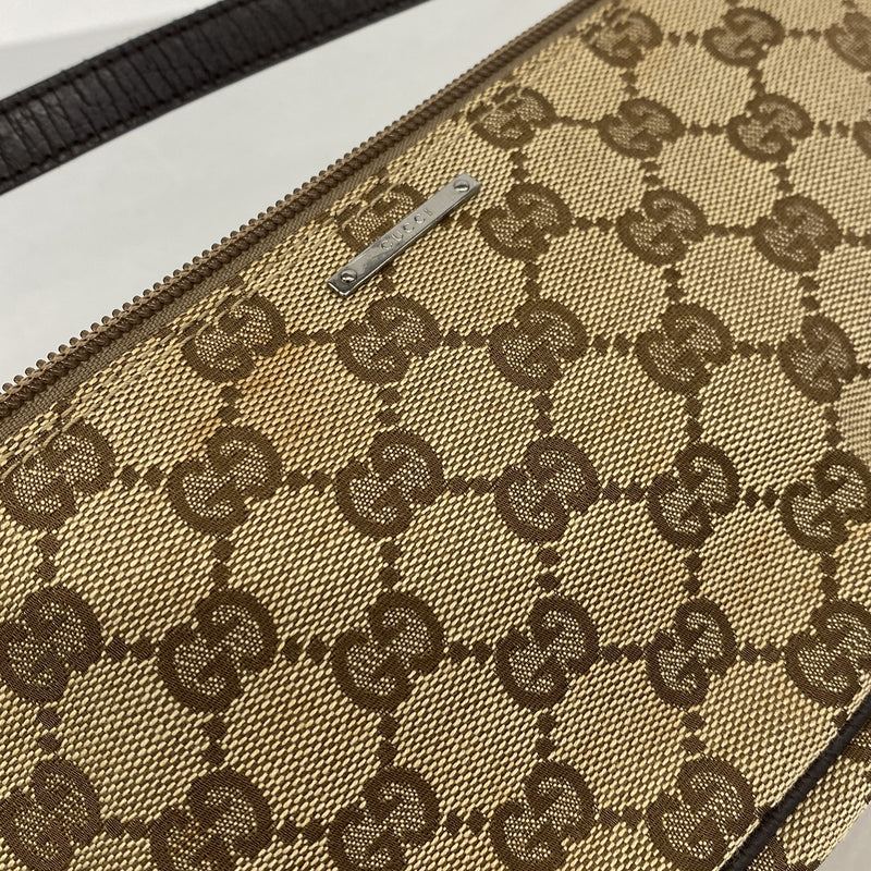 【6kd3892】グッチ ハンドバッグ GGキャンバス/シェリーライン 141809 キャンバス ベージュ シルバー金具【中古】レディース