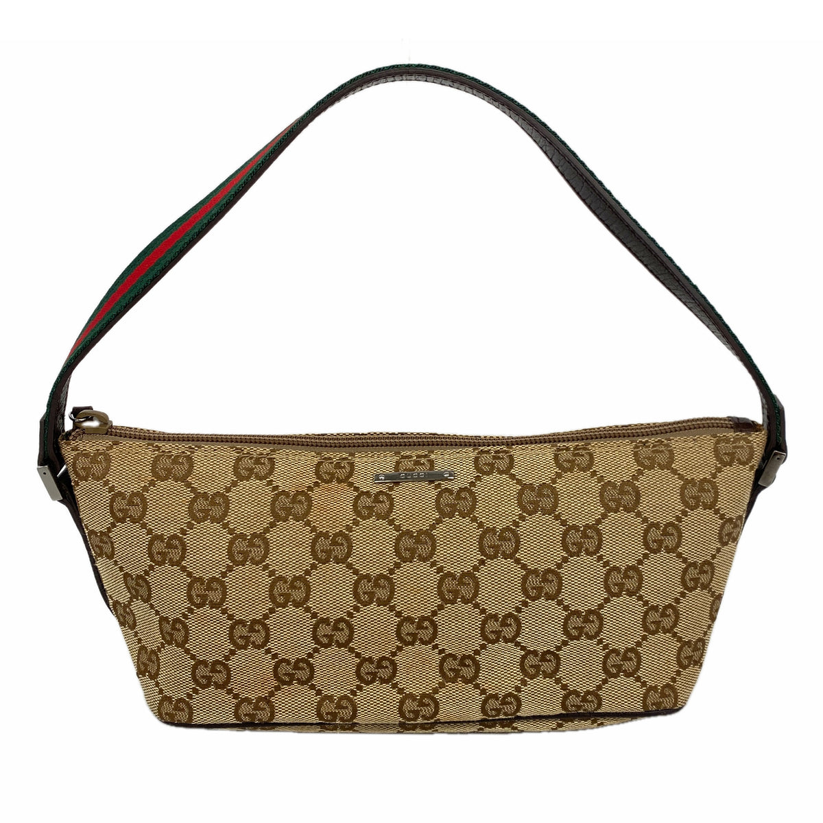 【6kd3892】グッチ ハンドバッグ GGキャンバス/シェリーライン 141809 キャンバス ベージュ シルバー金具【中古】レディース