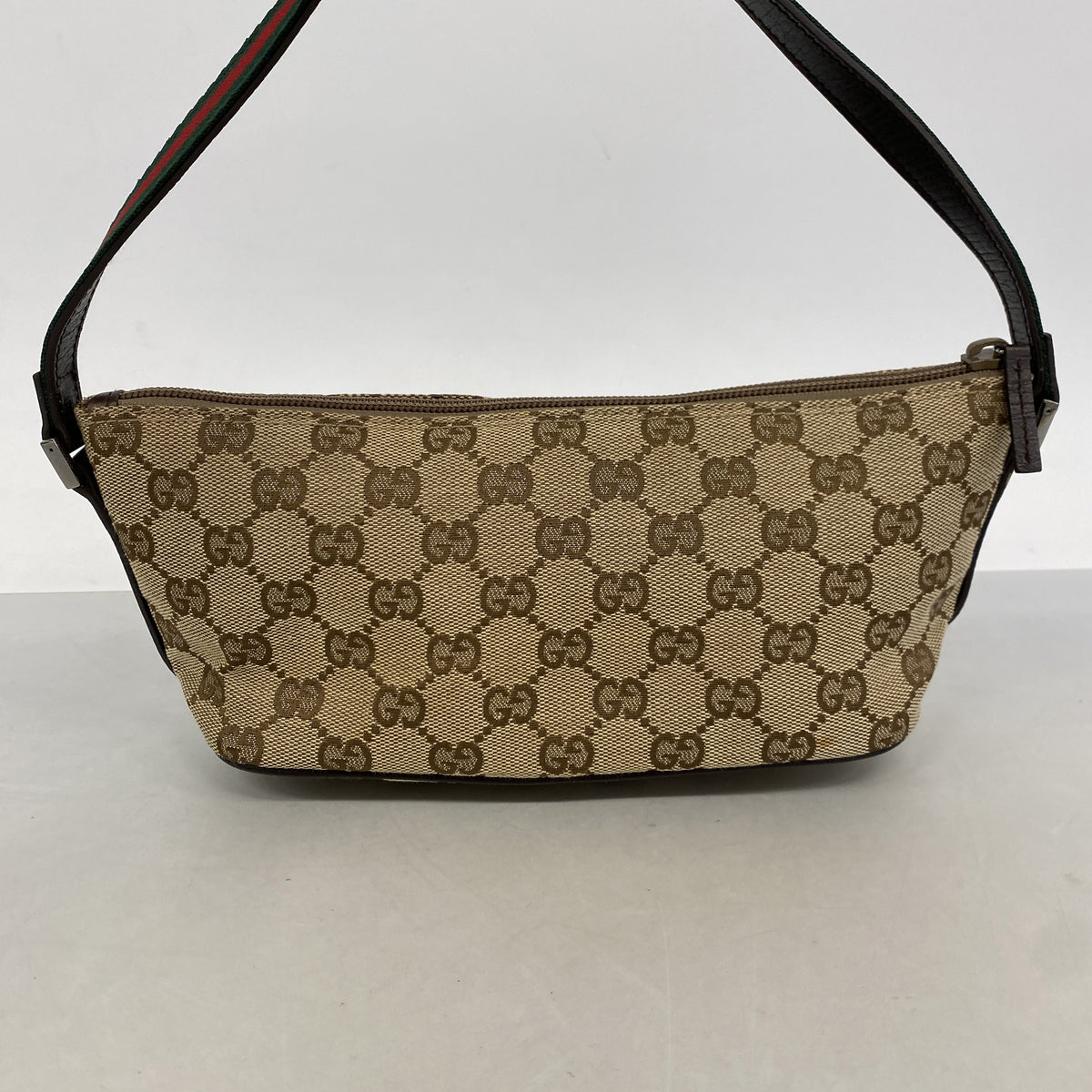 【6kd3892】グッチ ハンドバッグ GGキャンバス/シェリーライン 141809 キャンバス ベージュ シルバー金具【中古】レディース