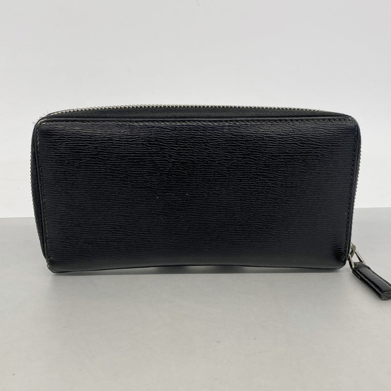 【6kd3893】グッチ 長財布 インターロッキングG 408801 レザー ブラック シルバー金具【中古】メンズ