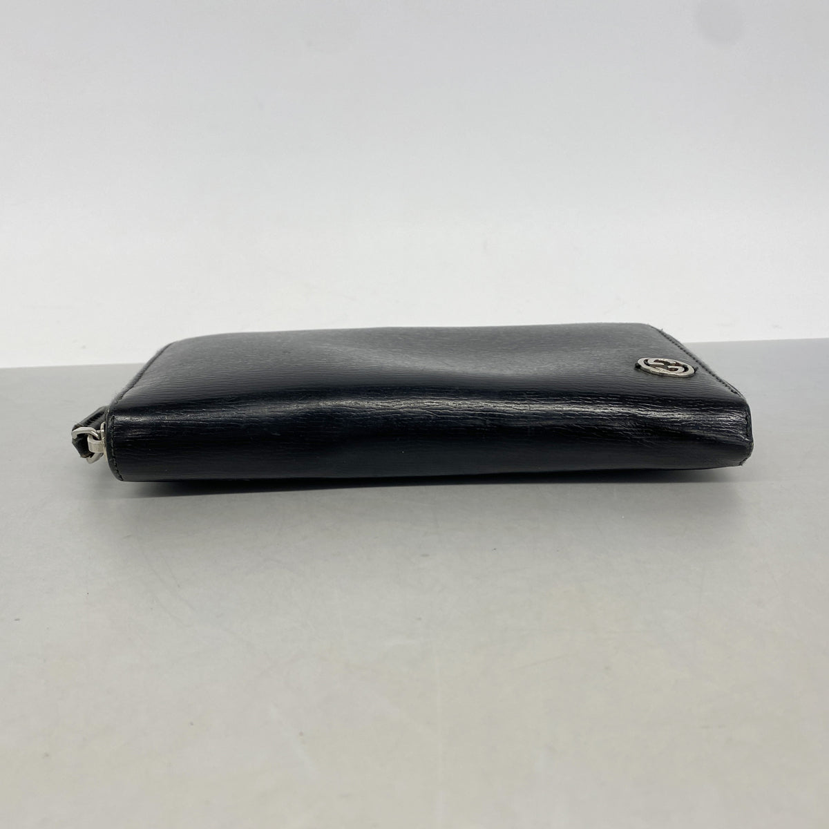 【6kd3893】グッチ 長財布 インターロッキングG 408801 レザー ブラック シルバー金具【中古】メンズ