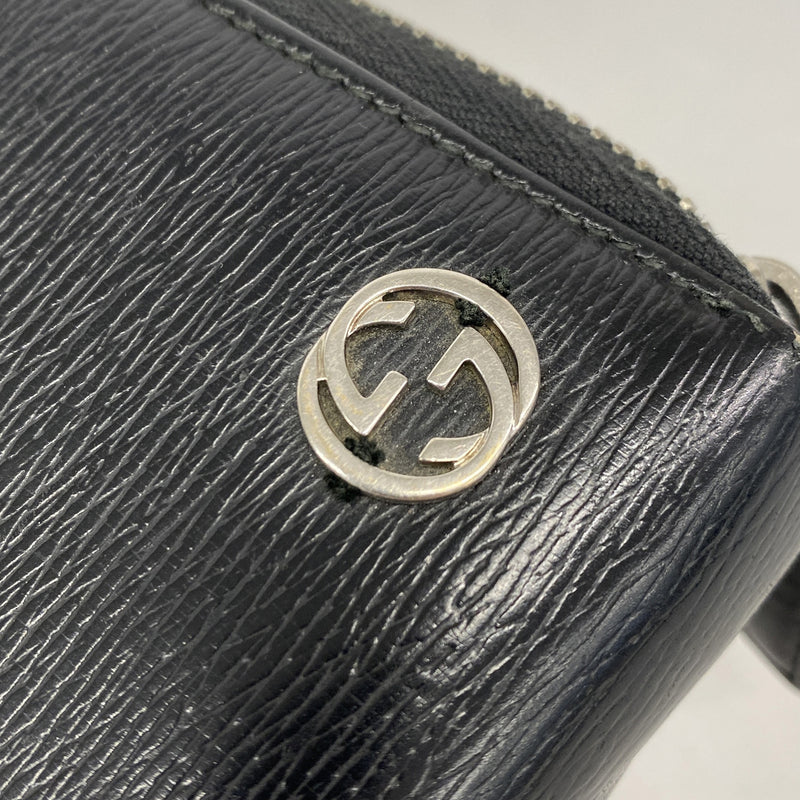 【6kd3893】グッチ 長財布 インターロッキングG 408801 レザー ブラック シルバー金具【中古】メンズ
