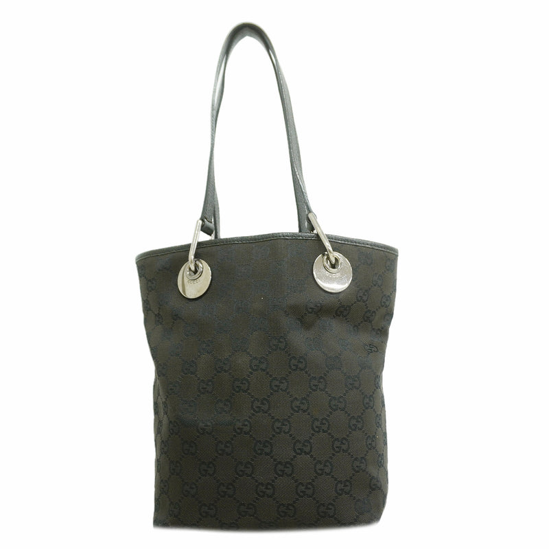 【6kd3915】グッチ トートバッグ GGキャンバス 120840 キャンバス ブラック シルバー金具【中古】レディース