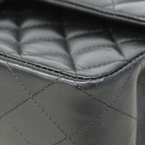 【6kd3917】シャネル ショルダーバッグ マトラッセ Wフラップ Wチェーン ラムスキン ブラック シルバー金具【中古】レディース