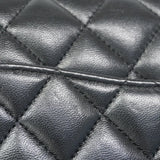 【6kd3917】シャネル ショルダーバッグ マトラッセ Wフラップ Wチェーン ラムスキン ブラック シルバー金具【中古】レディース