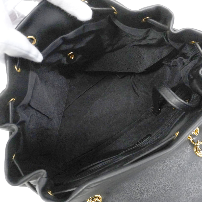 【6kd3918】シャネル リュック・デイパック マトラッセ ラムスキン ブラック ゴールド金具【中古】レディース