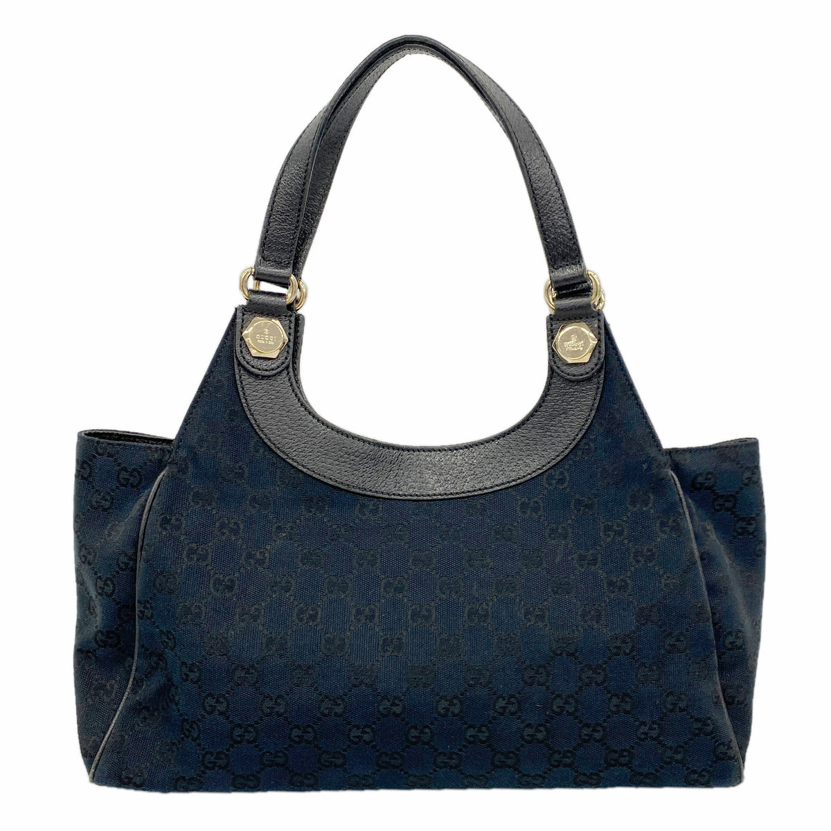 【6kd3950】グッチ ショルダーバッグ GGキャンバス 154982 キャンバス ブラック シャンパンゴールド金具【中古】レディース