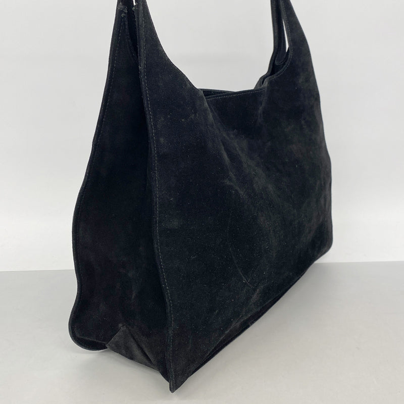 【6kd3951】グッチ ショルダーバッグ 001 3192 スウェード ブラック シルバー金具【中古】レディース