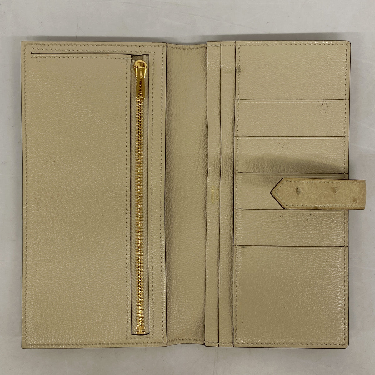 【6kd4009】エルメス 長財布 ベアンスフレ オーストリッチ パルシェマン ゴールド金具 Z刻印【中古】メンズ レディース ユニセックス