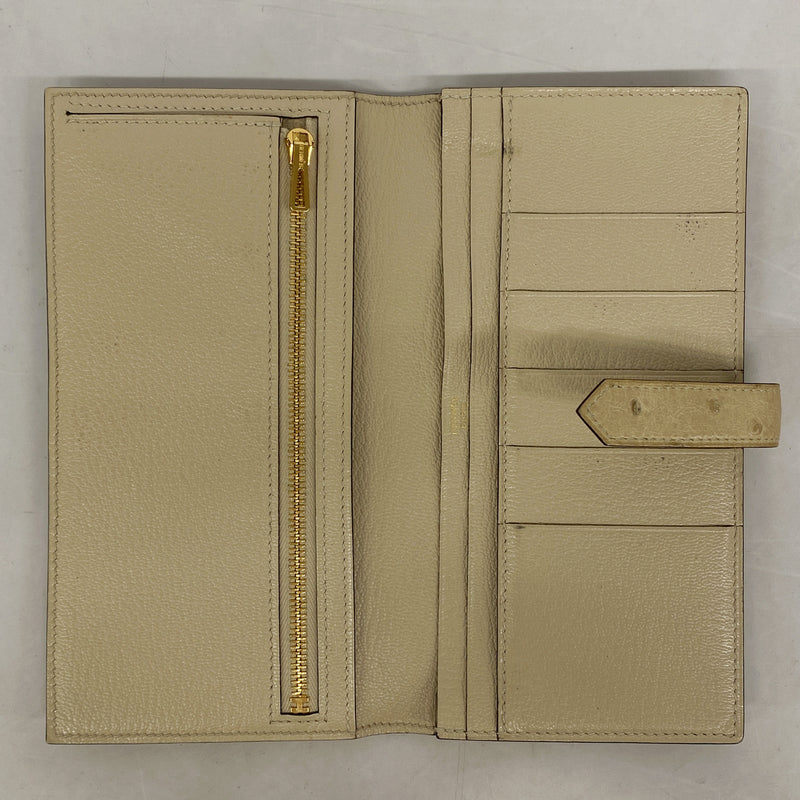 【6kd4009】エルメス 長財布 ベアンスフレ オーストリッチ パルシェマン ゴールド金具 Z刻印【中古】メンズ レディース ユニセックス