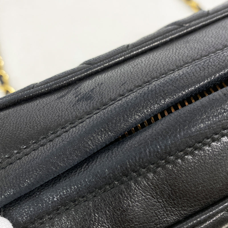 【6kd4029】シャネル ショルダーバッグ マトラッセ チェーンショルダー ラムスキン ブラック ゴールド金具【中古】レディース
