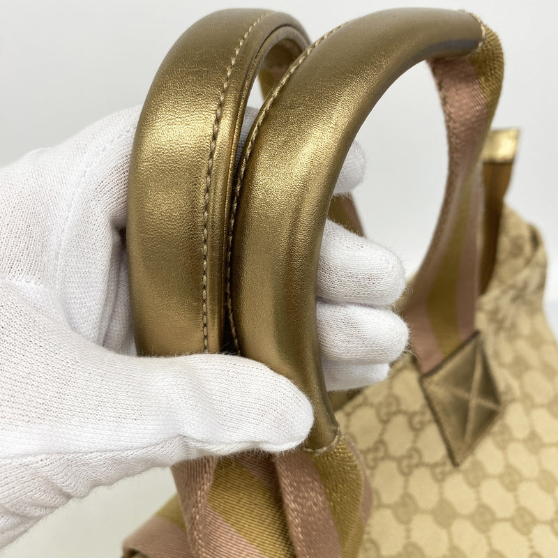 【6kd4030】グッチ トートバッグ GGキャンバス 131231 キャンバス ブラウン シルバー金具【中古】レディース