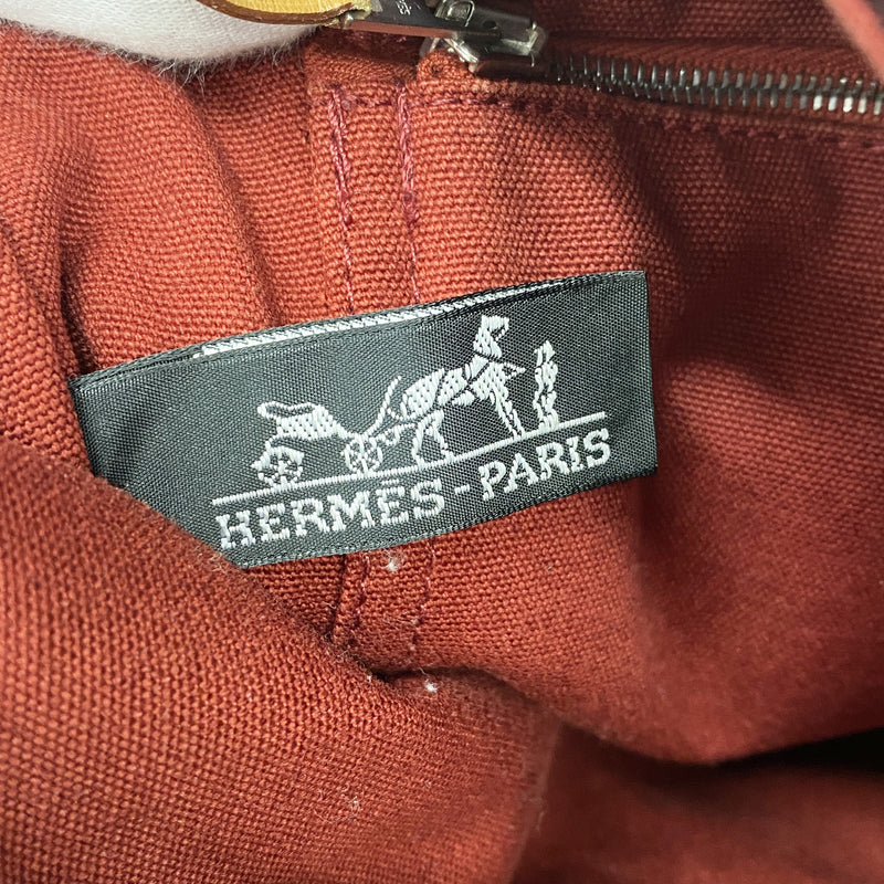 【6kd4039】エルメス トートバッグ フールトゥMM キャンバス レッド シルバー金具【中古】レディース