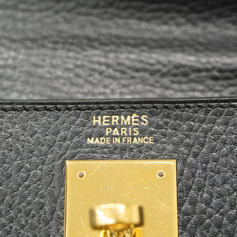 【6kd4049-h】エルメス ハンドバッグ ケリー32 アルデンヌ ブラック ゴールド金具 □C刻印 2wayバッグ【中古】レディース