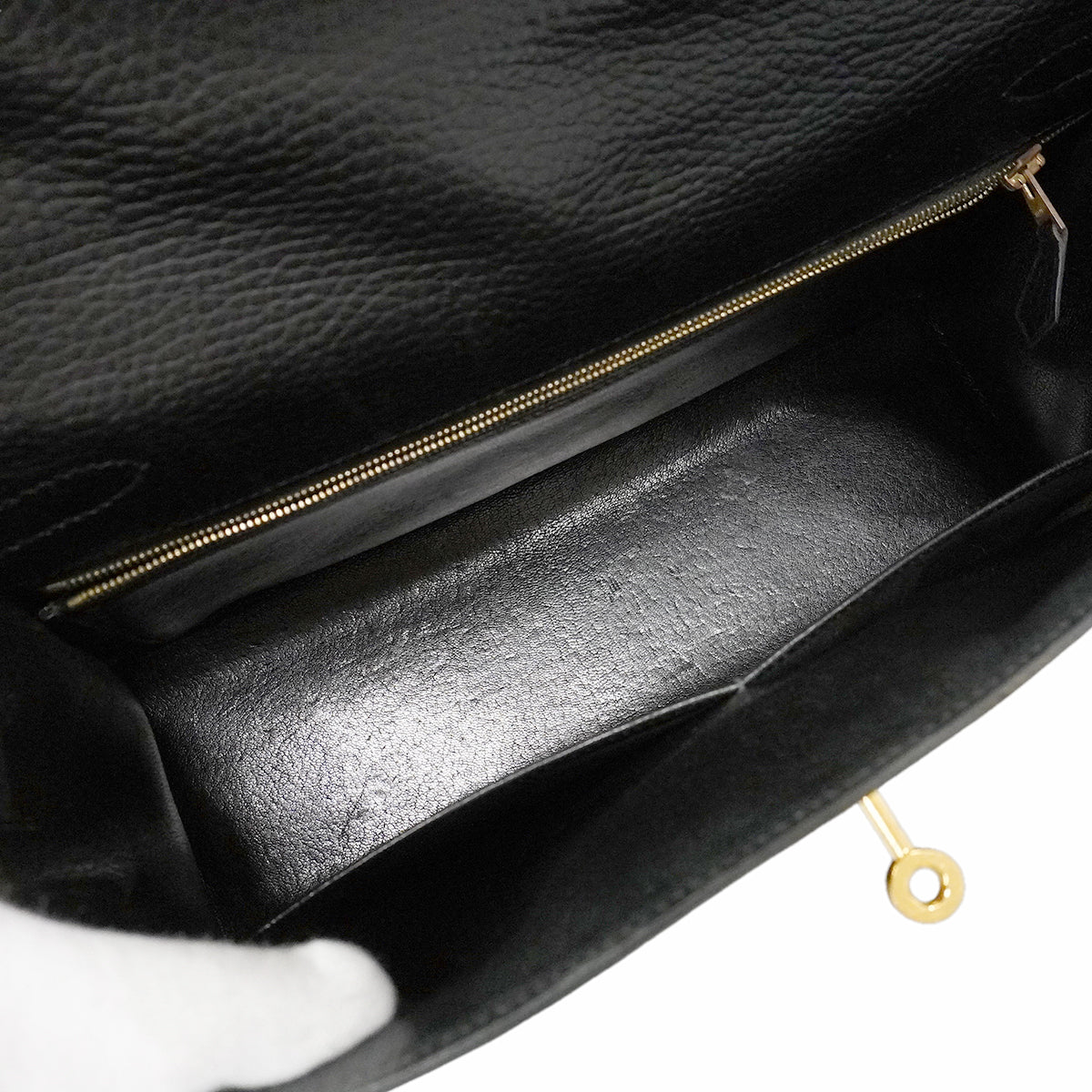 【6kd4049-h】エルメス ハンドバッグ ケリー32 アルデンヌ ブラック ゴールド金具 □C刻印 2wayバッグ【中古】レディース