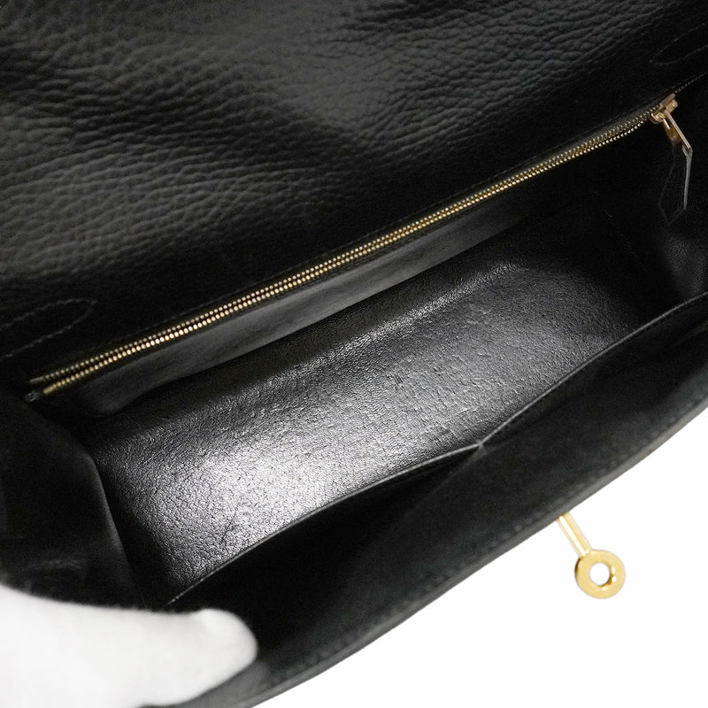 【6kd4049-h】エルメス ハンドバッグ ケリー32 アルデンヌ ブラック ゴールド金具 □C刻印 2wayバッグ【中古】レディース