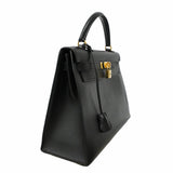 【6kd4049-h】エルメス ハンドバッグ ケリー32 アルデンヌ ブラック ゴールド金具 □C刻印 2wayバッグ【中古】レディース