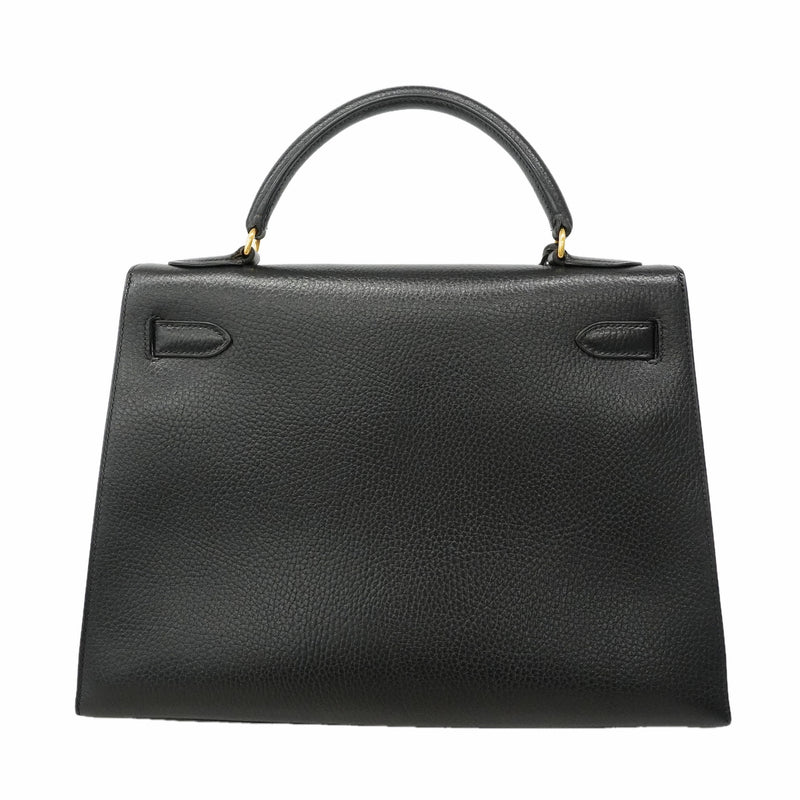 【6kd4049-h】エルメス ハンドバッグ ケリー32 アルデンヌ ブラック ゴールド金具 □C刻印 2wayバッグ【中古】レディース