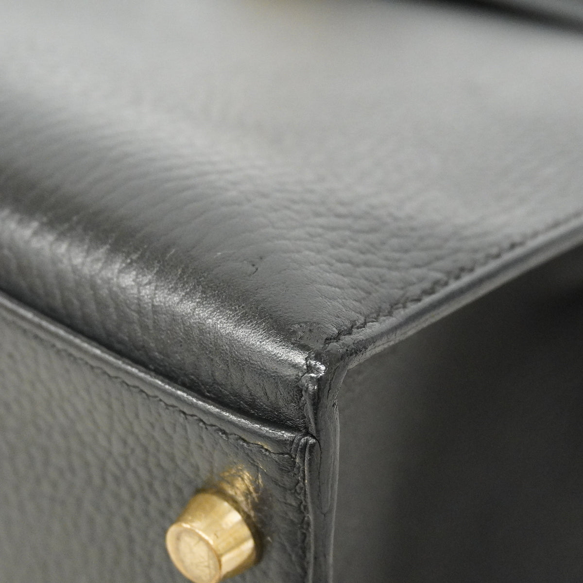 【6kd4049-h】エルメス ハンドバッグ ケリー32 アルデンヌ ブラック ゴールド金具 □C刻印 2wayバッグ【中古】レディース