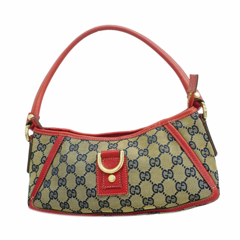 【6kd4067】グッチ ショルダーバッグ GGキャンバス 130939 キャンバス ネイビー レッド シャンパンゴールド金具【中古】レディース